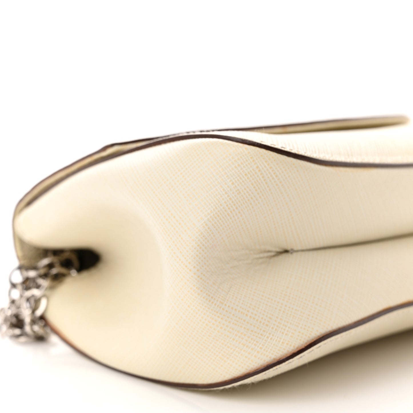Saffiano Gancio Chain Flap White