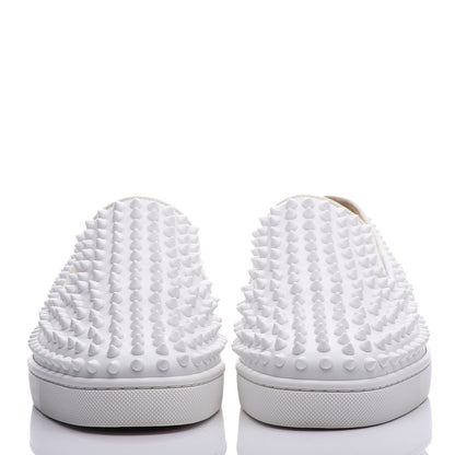 Christian Louboutin Calfskin Spikes Mens Roller Boat Flat 39 White 2 of 14