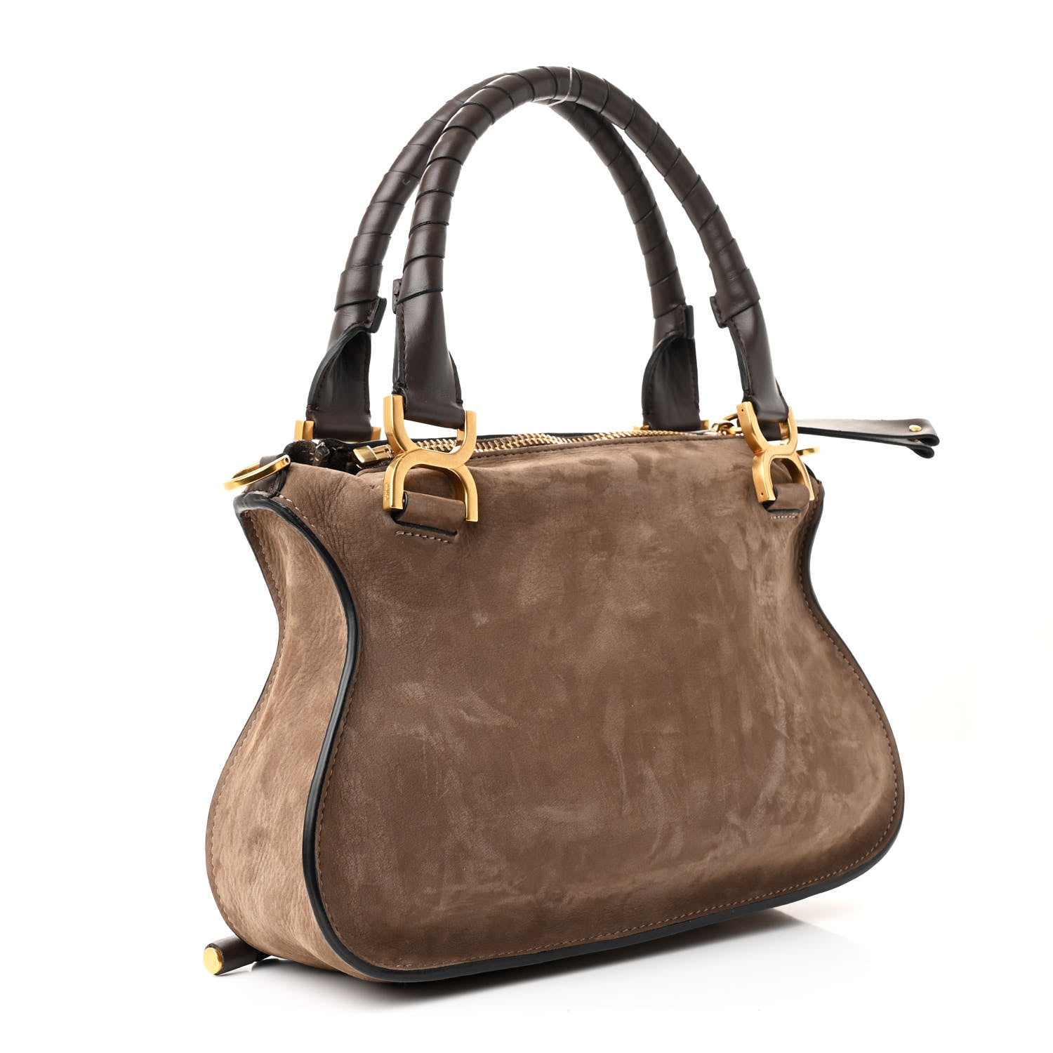 Chloe Suede Calfskin Small Marcie Satchel Flannel Grey 3 of 10