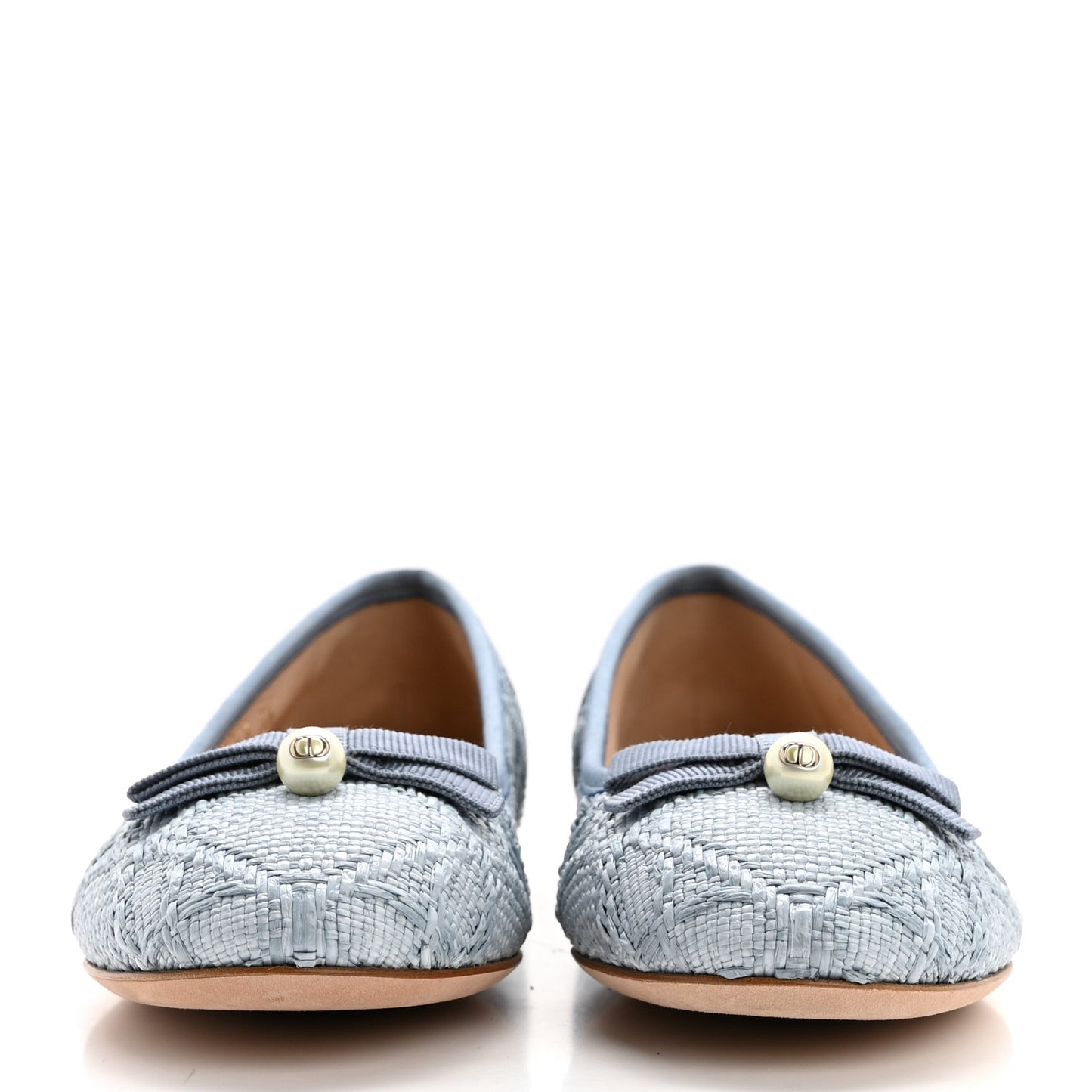 Raffia Cannage Ballet Flat 38 Bleu Pastel