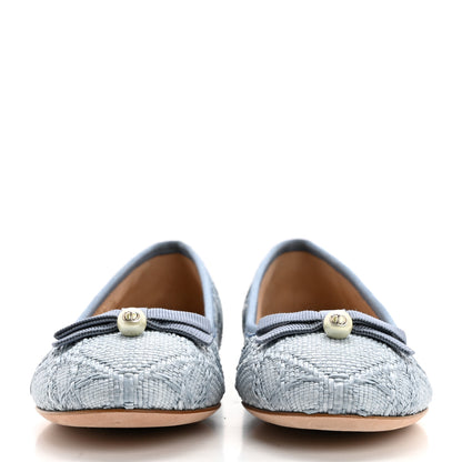 Christian Dior Raffia Cannage Ballet Flat 38 Bleu Pastel 2 of 9