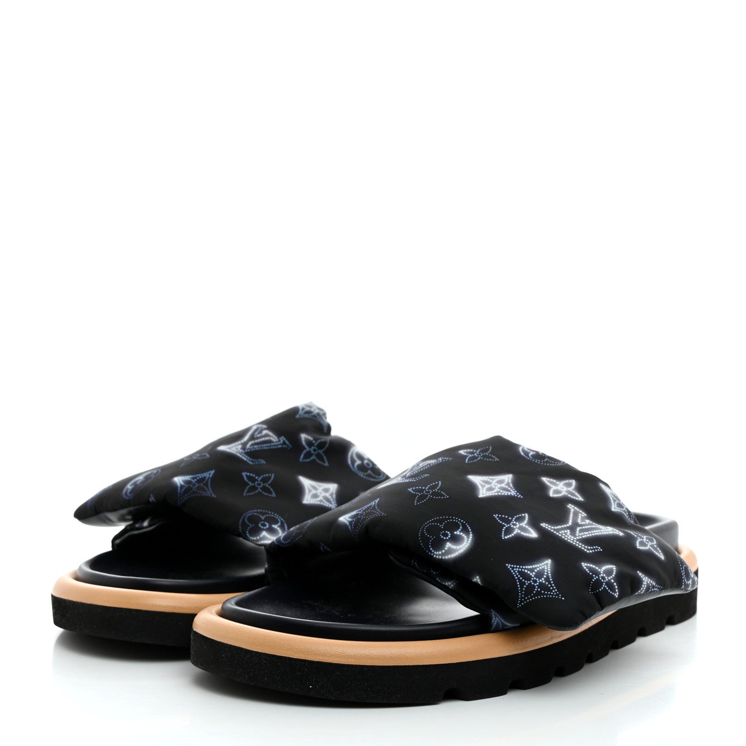 Louis Vuitton Nylon Monogram Womens Pool Pillow Comfort Mules 40 Navy Blue 3 of 9