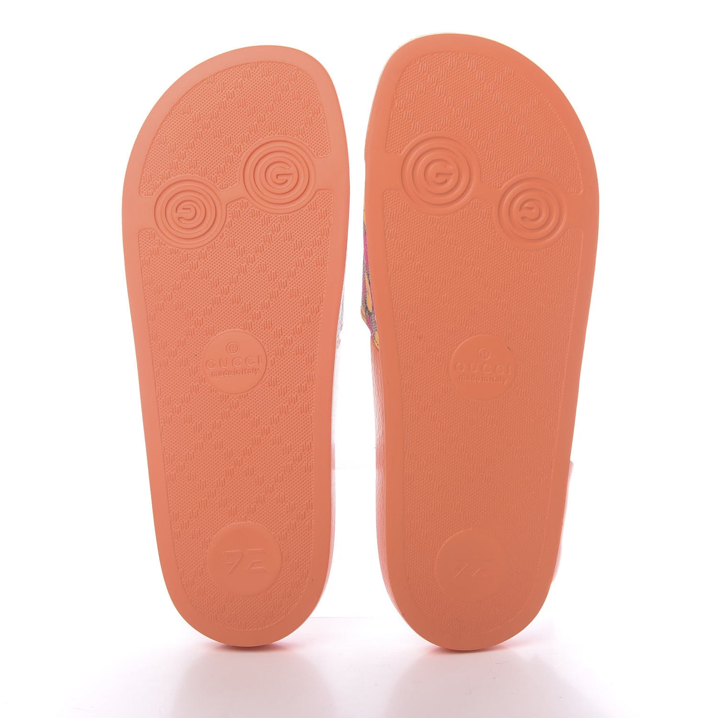 Rubber Monogram Strawberry Print Womens Slide Sandals 35 Orange