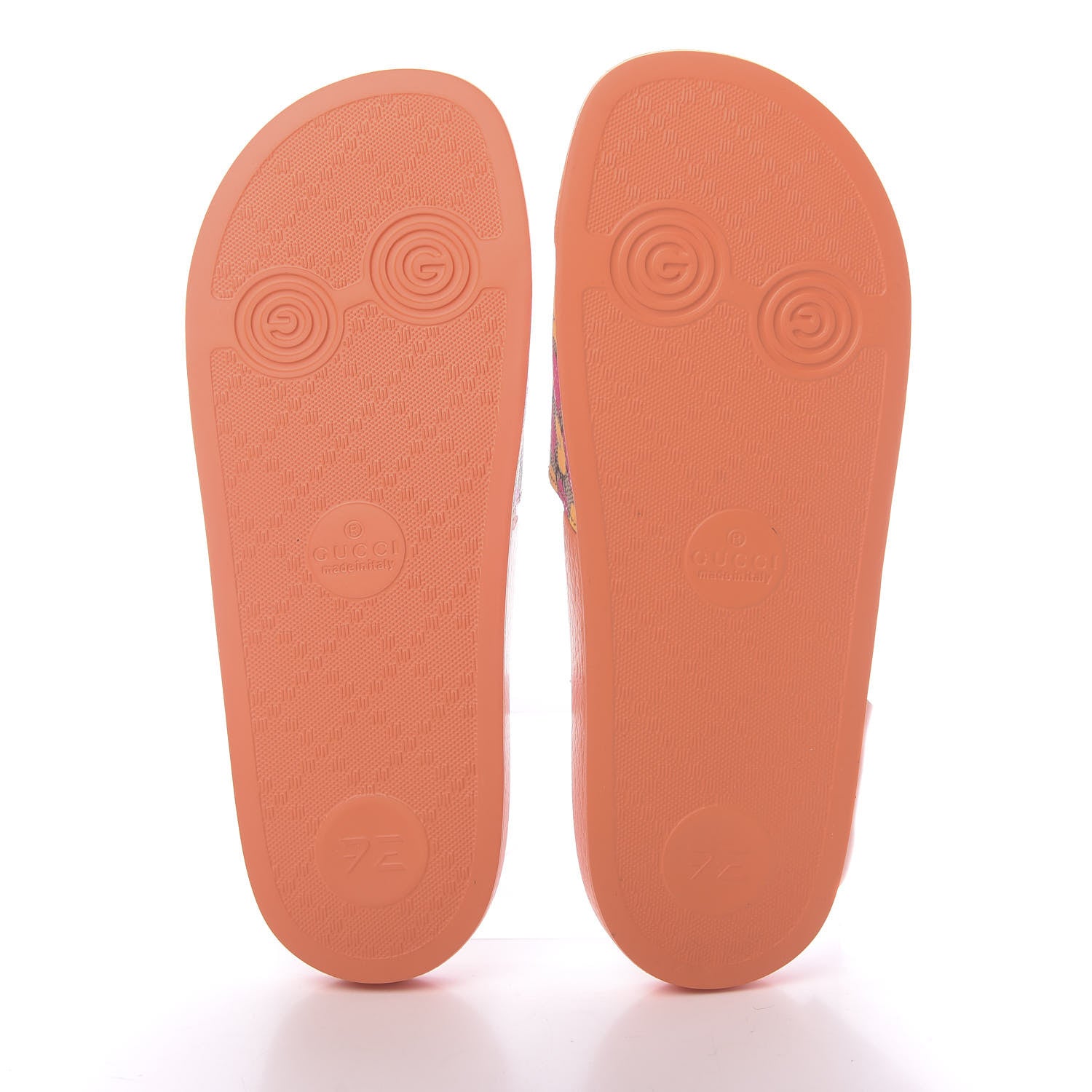 Gucci Rubber Monogram Strawberry Print Womens Slide Sandals 35 Orange 5 of 7