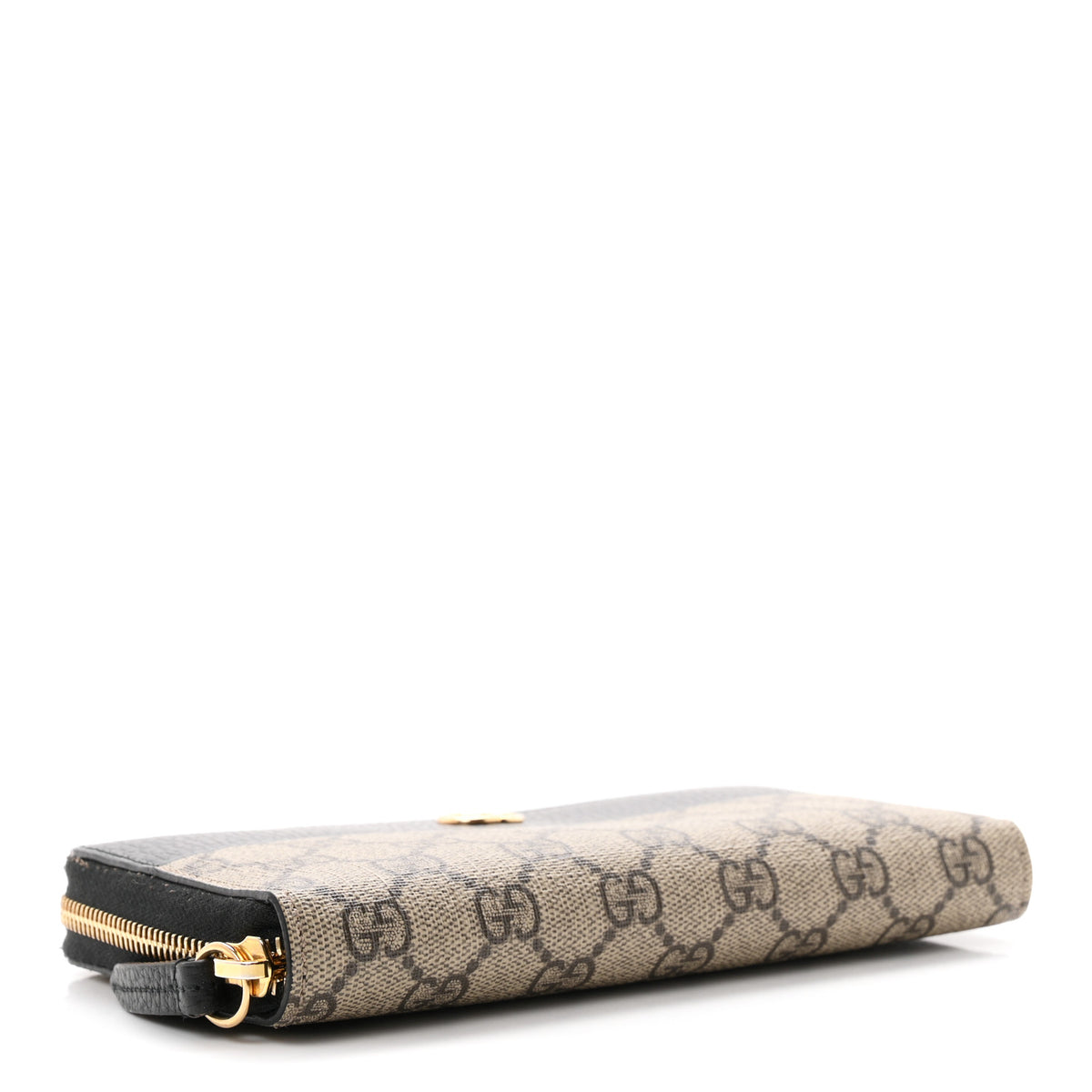 Dollar Calfskin GG Supreme Monogram GG Marmont Zip Around Wallet Black Beige Ebony