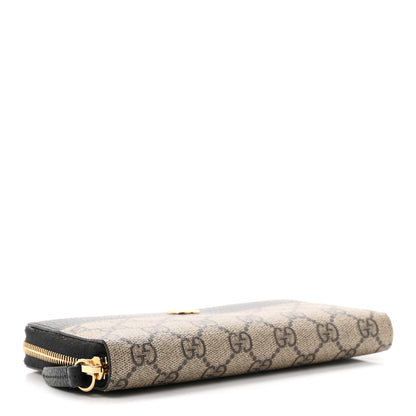 Gucci Dollar Calfskin GG Supreme Monogram GG Marmont Zip Around Wallet Black Beige Ebony 4 of 7