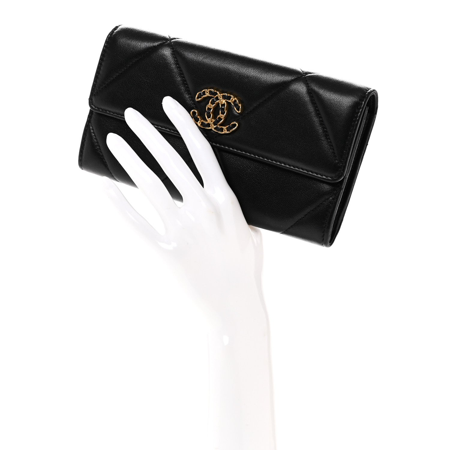 Chanel Lambskin Quilted Chanel 19 Flap Wallet Black 2 of 8