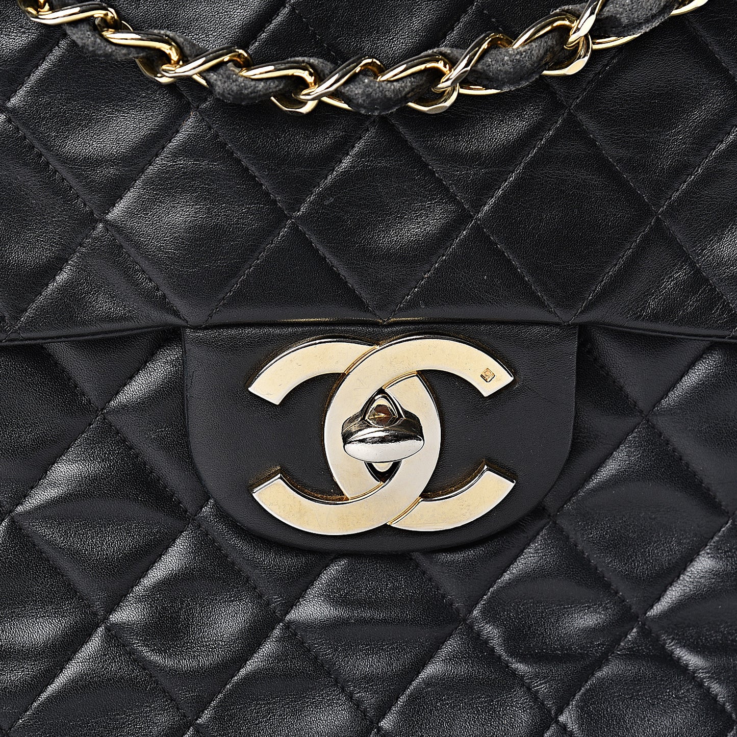 Lambskin Quilted XL Jumbo Single Flap Black