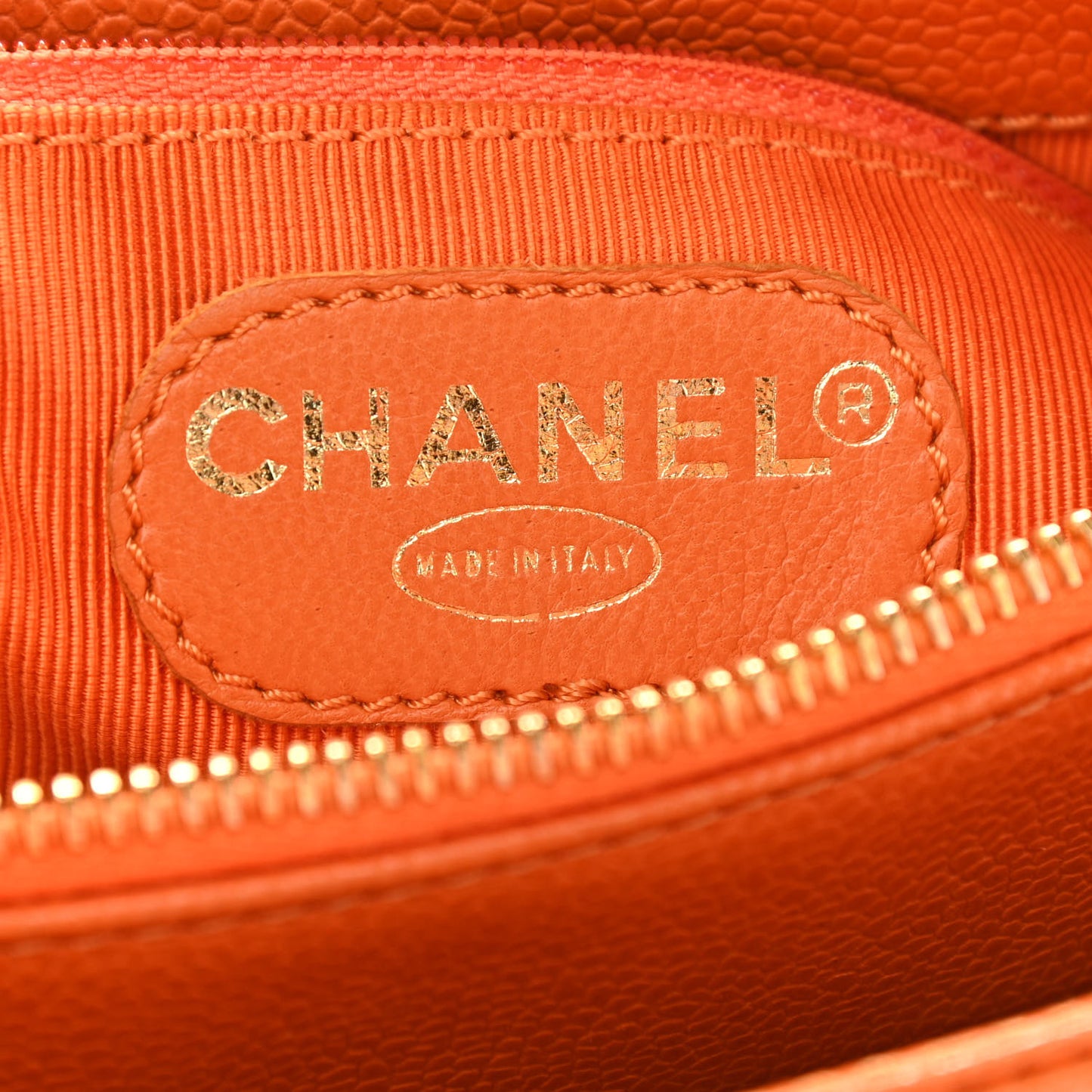 Caviar Logo Shoulder Bag Orange