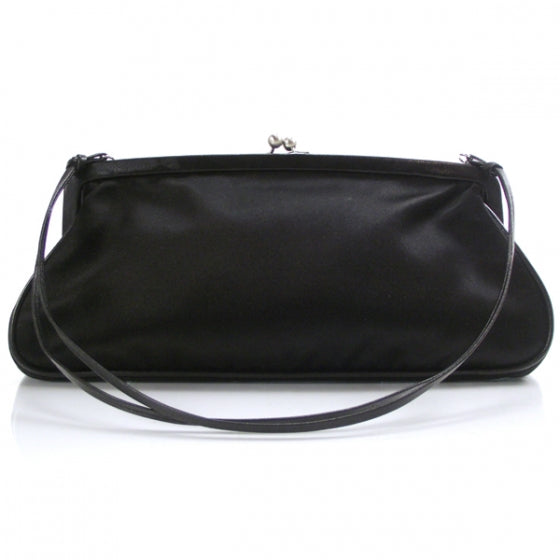 Satin Logo Evening Bag Black