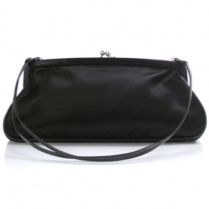 Prada Satin Logo Evening Bag Black 1 of 9