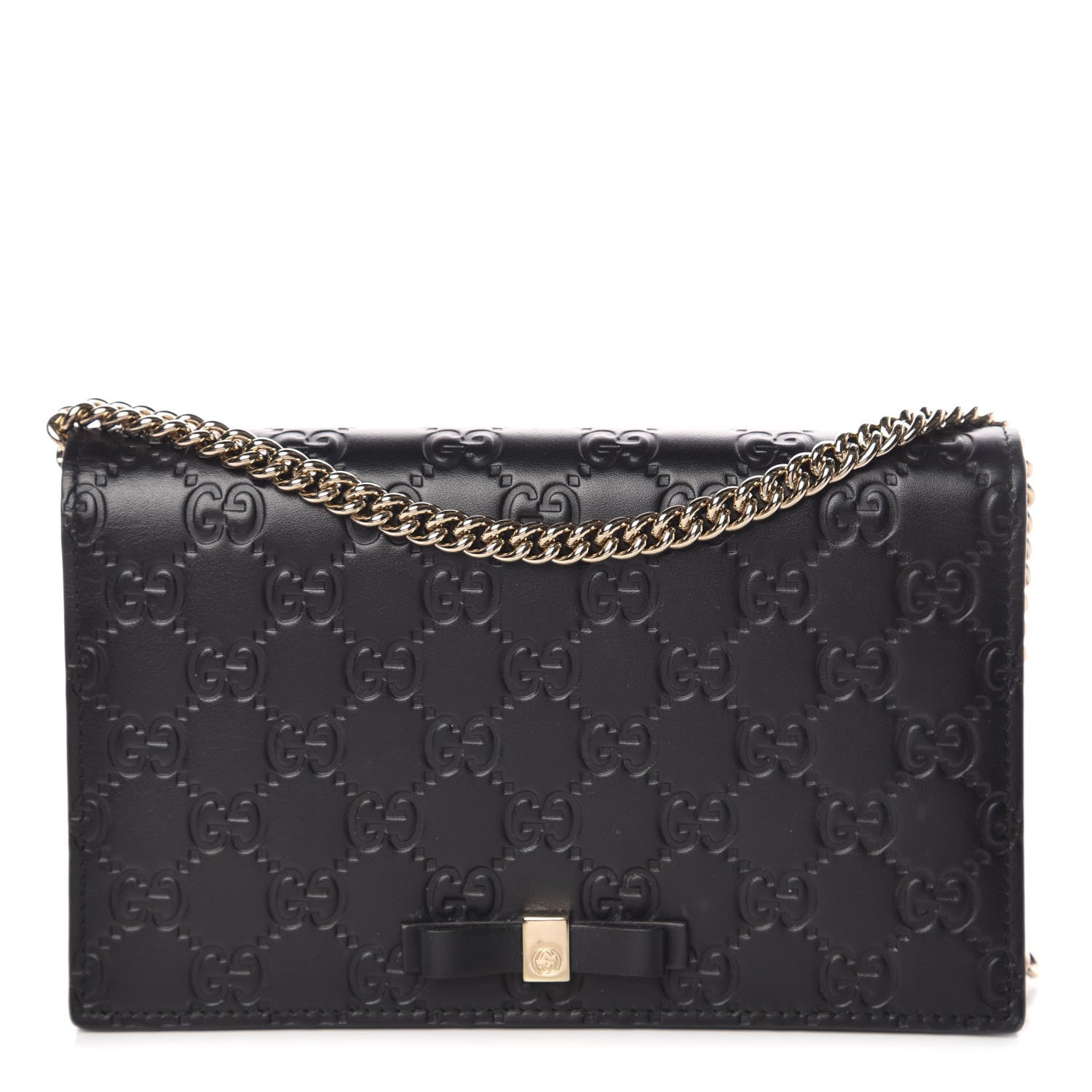 Gucci Guccissima Signature Bowy Chain Wallet Black 1 of 11