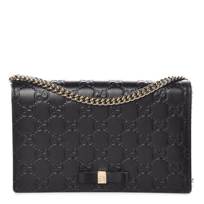Gucci Guccissima Signature Bowy Chain Wallet Black 1 of 11