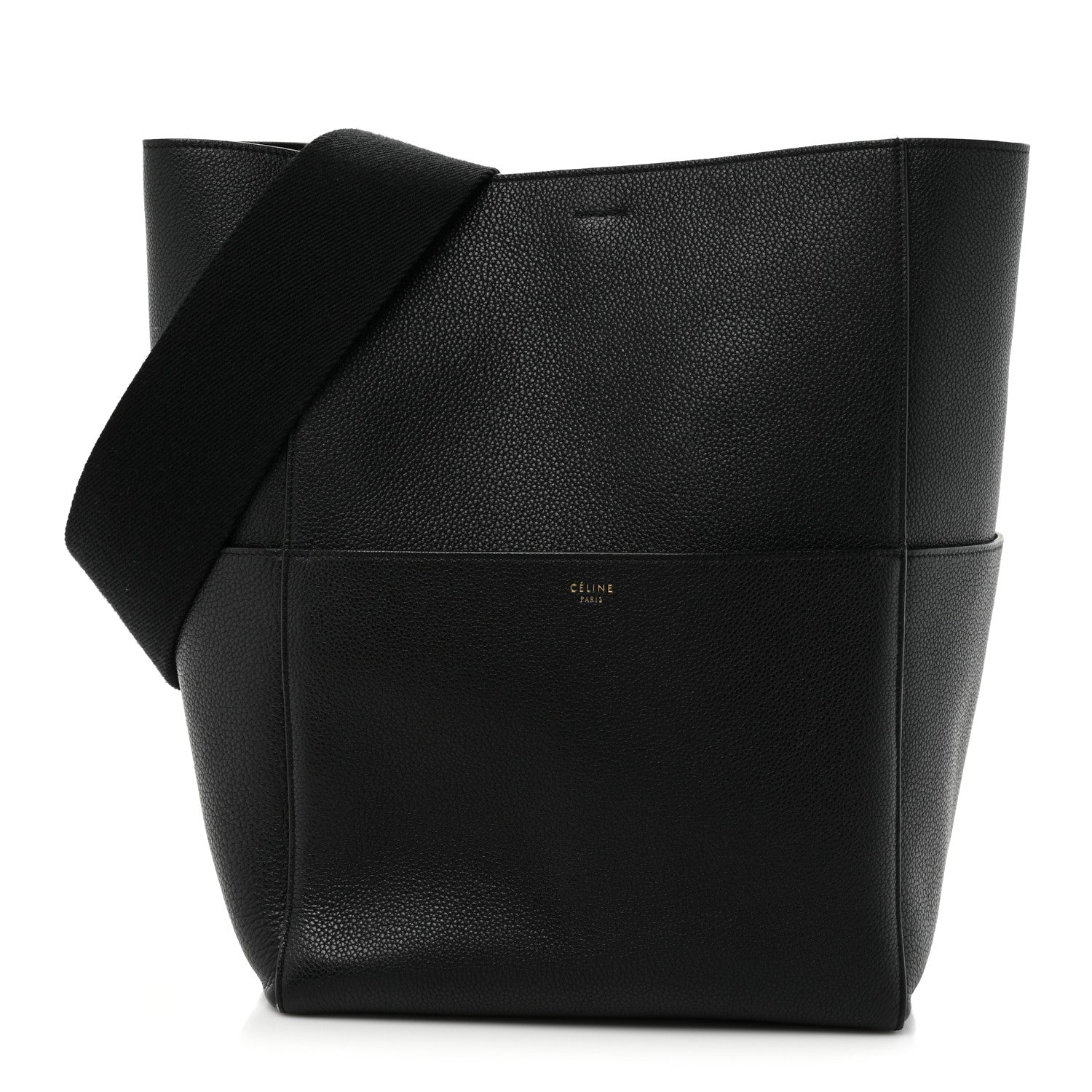Celine Soft Grained Calfskin Sangle Bucket Bag Black 1 of 13