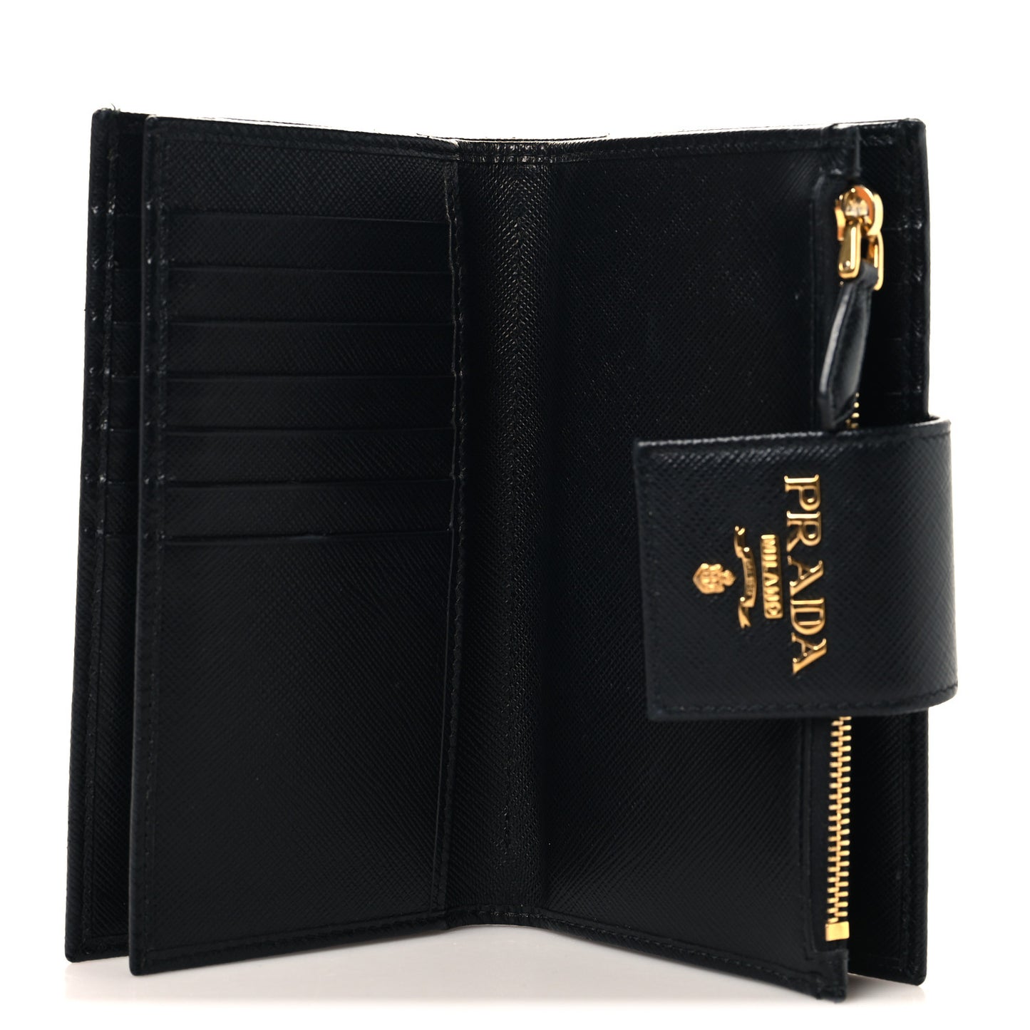Saffiano Metal Tab Wallet Black