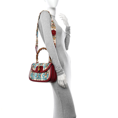 Gucci Canvas Calfskin 100 Centennial Music Medium Bamboo 1947 Top Handle Bag Multicolor 2 of 10