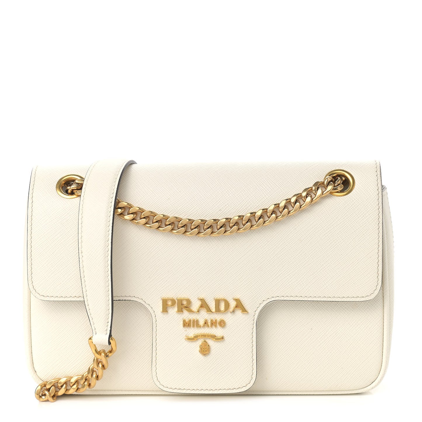 Saffiano Flap Shoulder Bag Talco