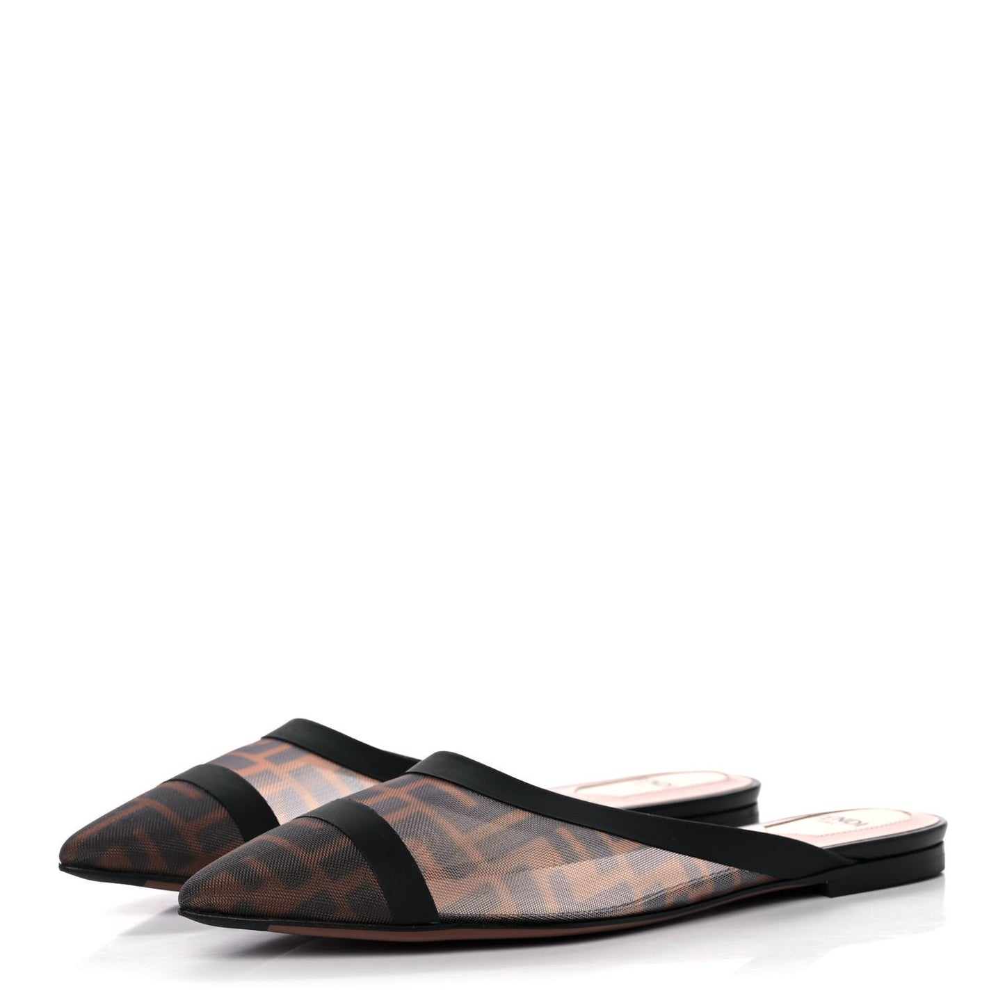 Technical Mesh Vitello FF Colibri Flat Mules 38 Tobacco Moro Black