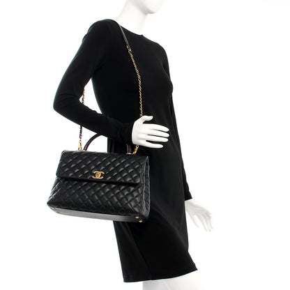 Chanel Caviar Lizard Quilted Medium Coco Handle Flap Black 2 of 8