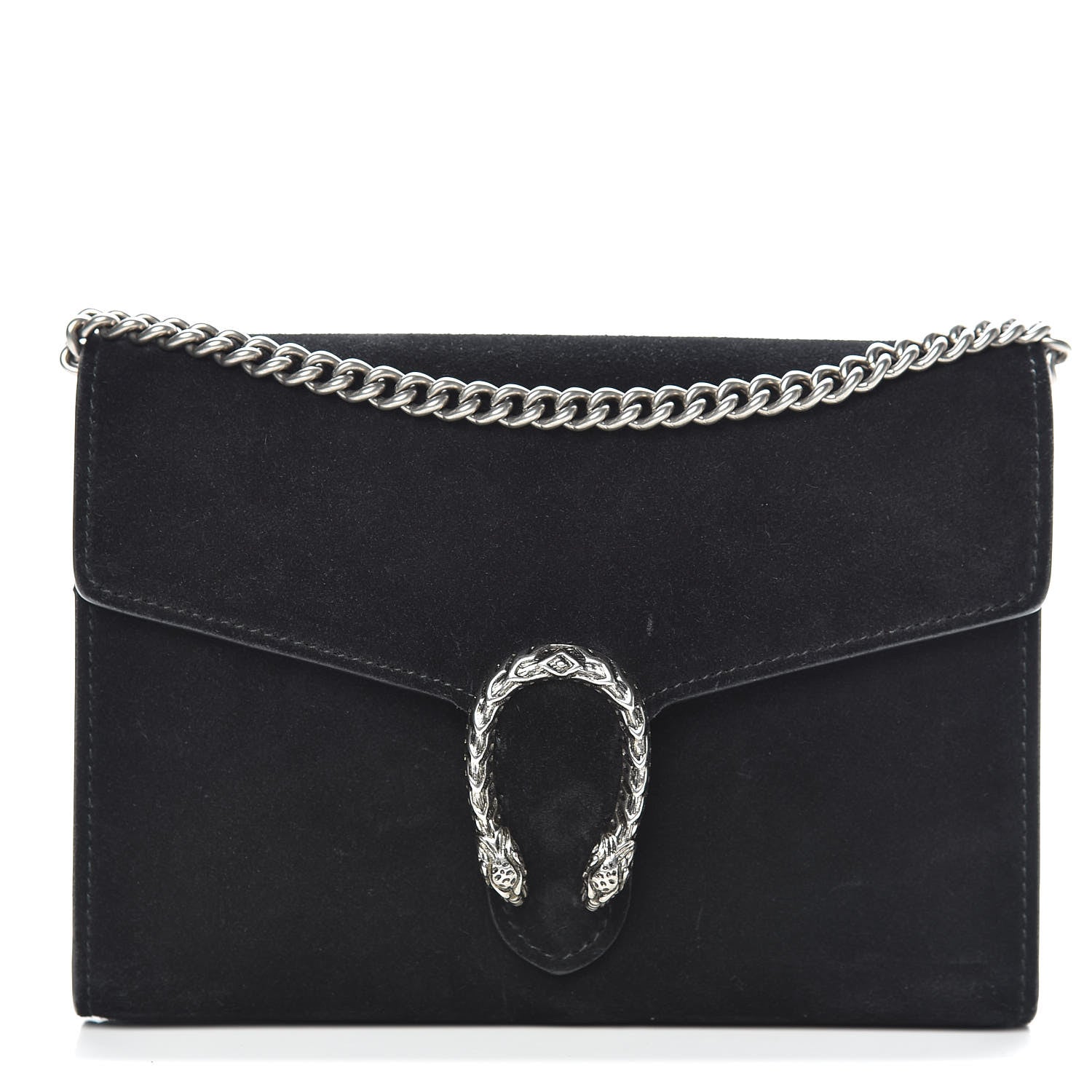 Gucci Suede Mini Dionysus Chain Wallet Black 1 of 9