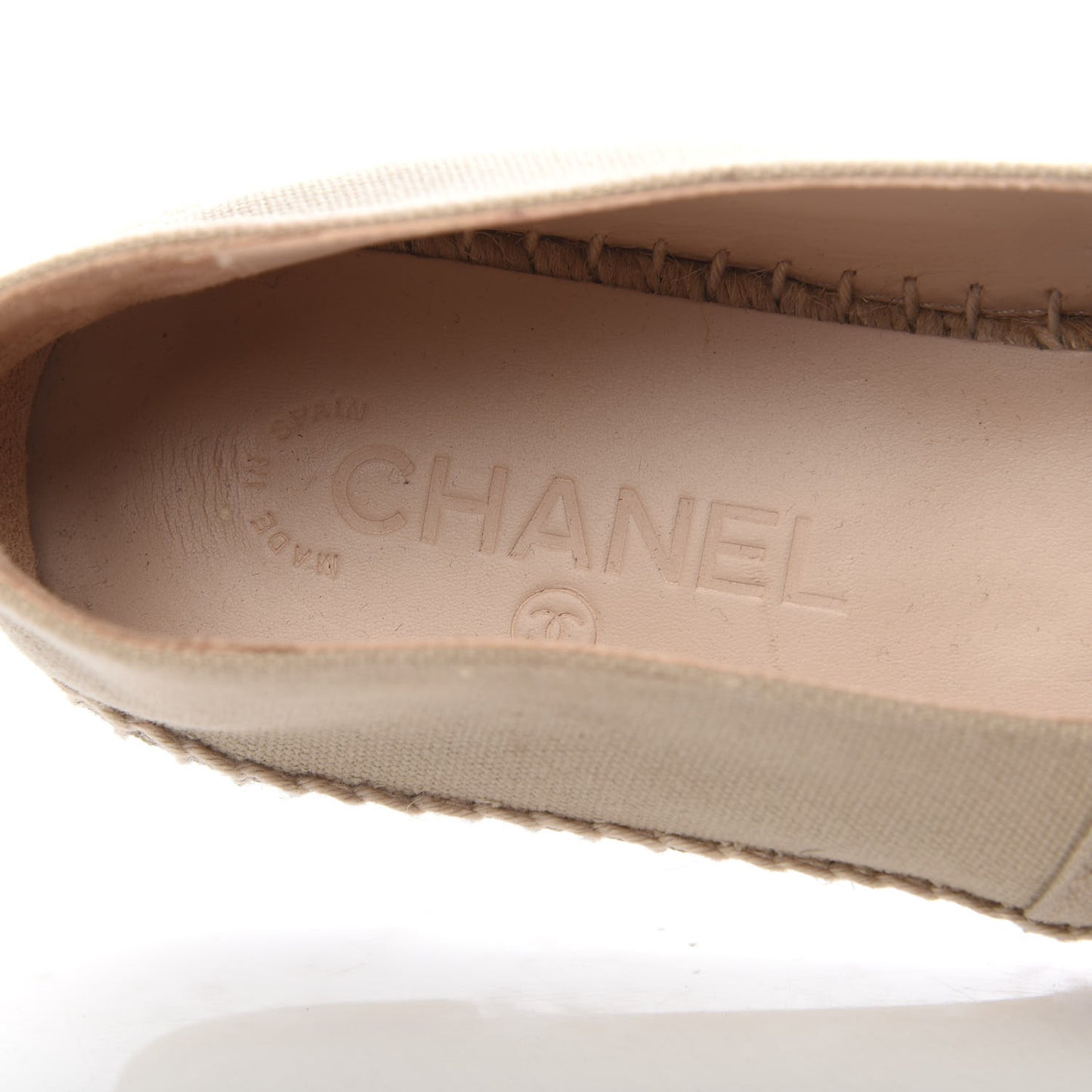 Canvas Grosgrain CC Espadrilles 39 Beige Black