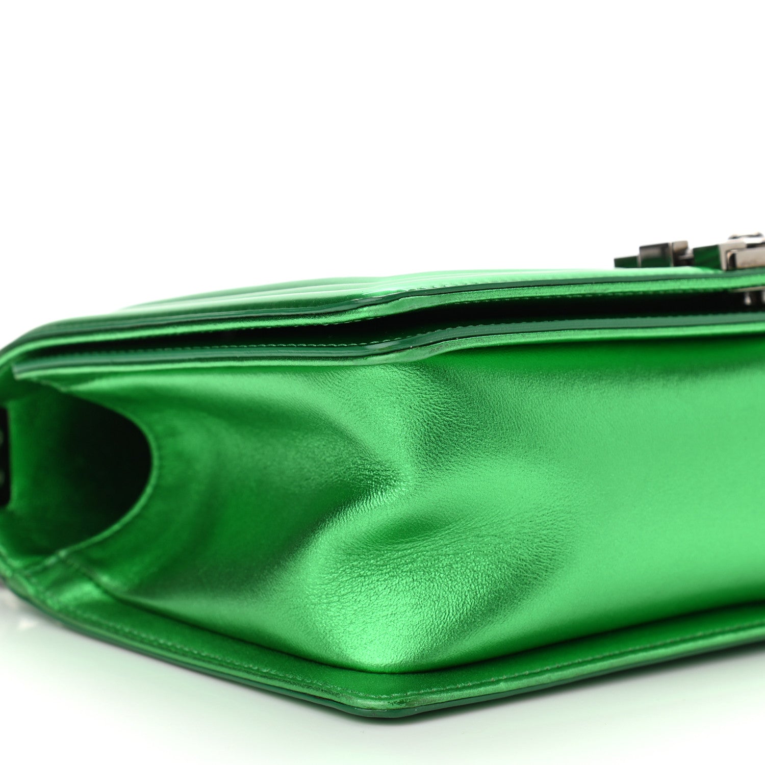 Chanel Metallic Patent Calfskin Quilted Medium Boy Flap Green 9 of 10