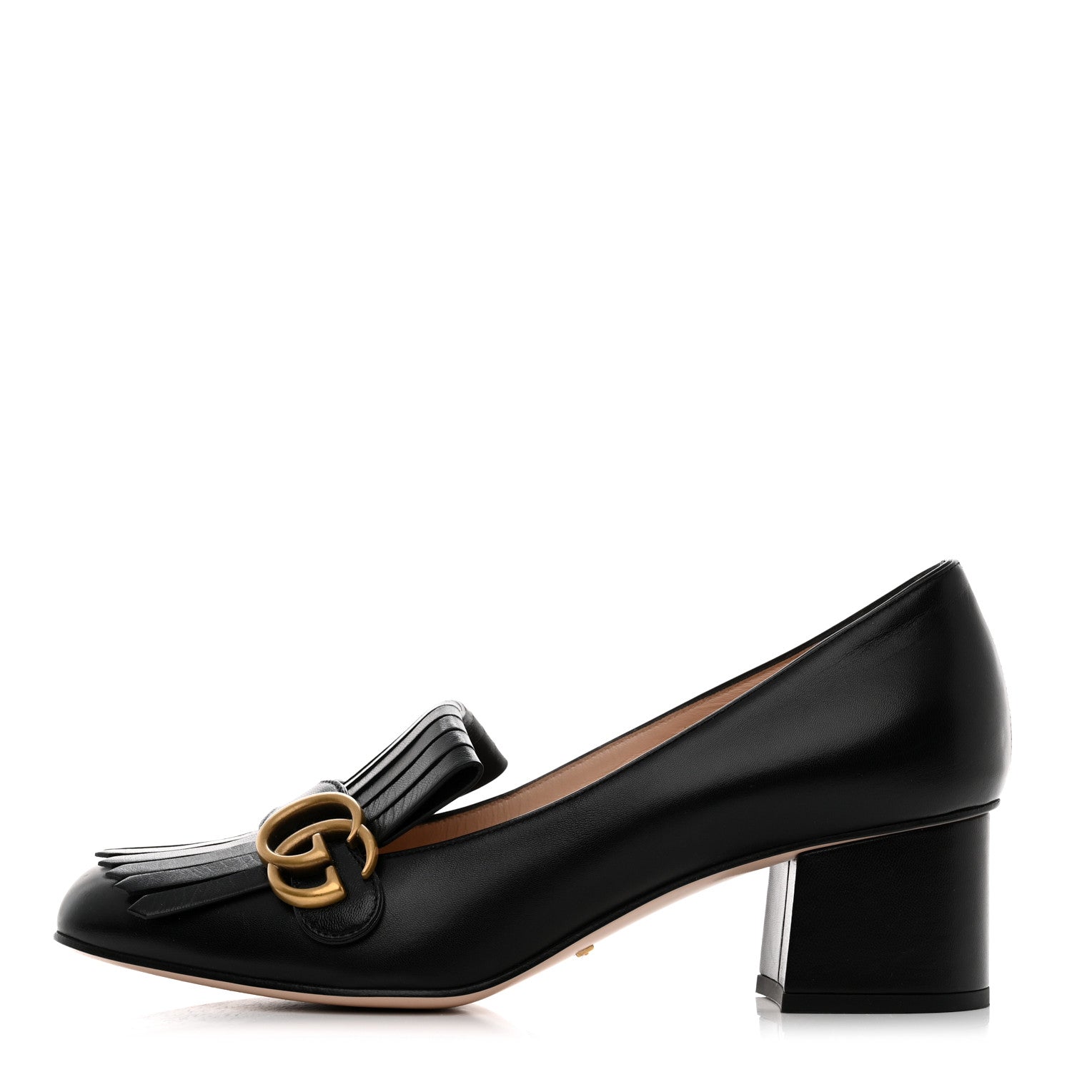 Gucci Malaga Kid GG Marmont Fringe 50mm Loafer Pumps 40.5 Black 1 of 10