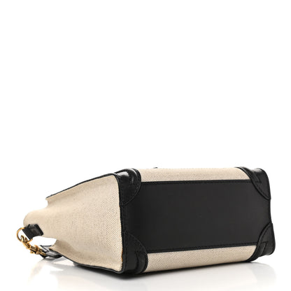 Celine Natural Canvas Smooth Calfskin Nano Luggage Black 4 of 13