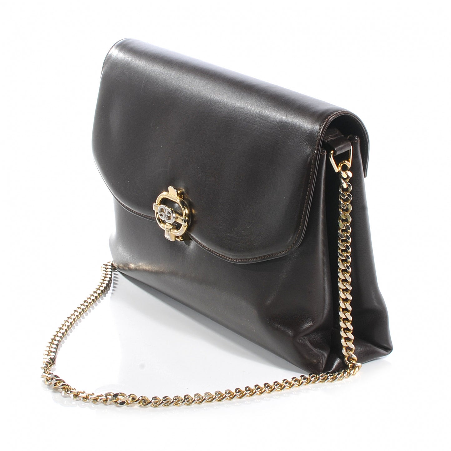 Leather Shoulder Bag Dark Brown