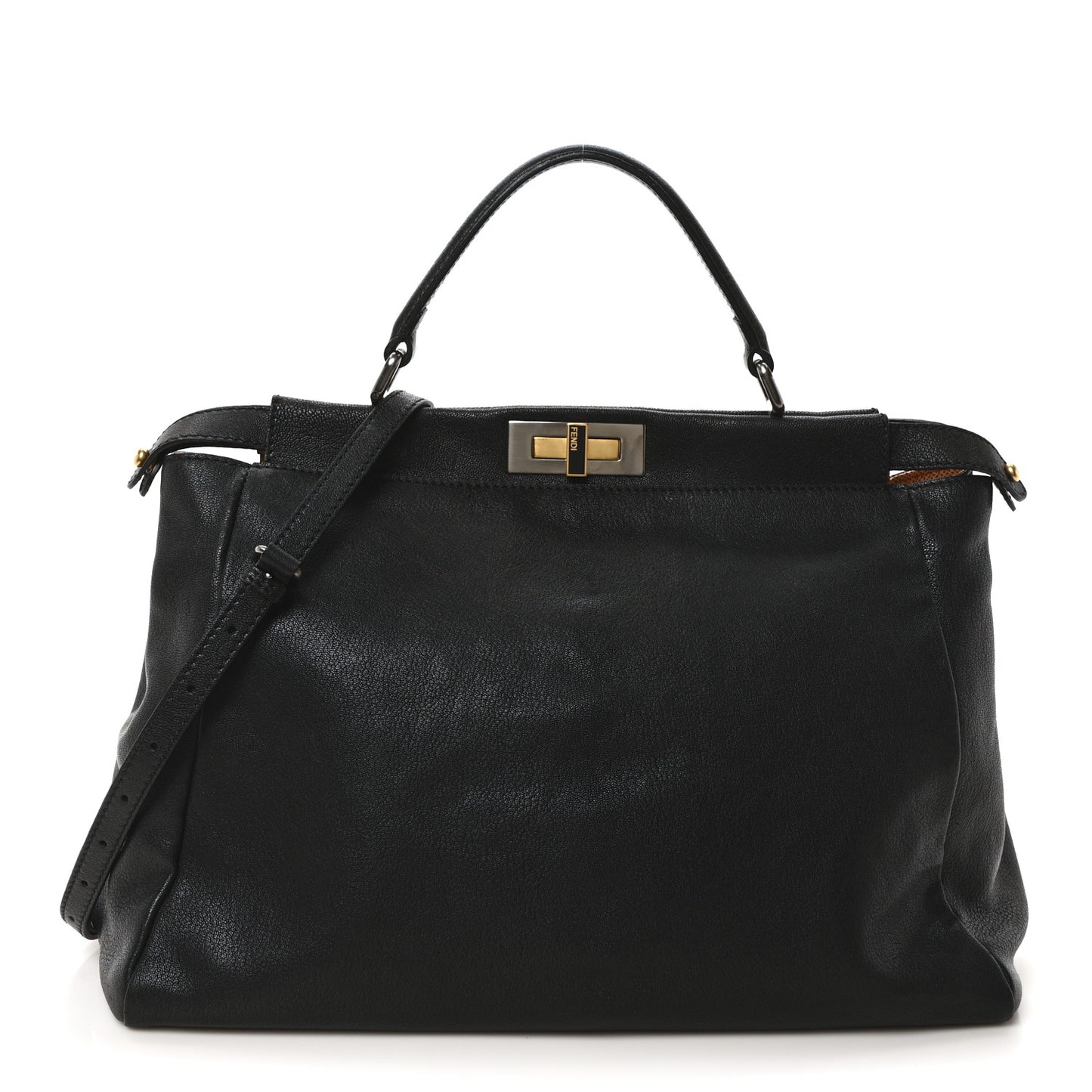 Goatskin Large Peekaboo Iconic Satchel Black