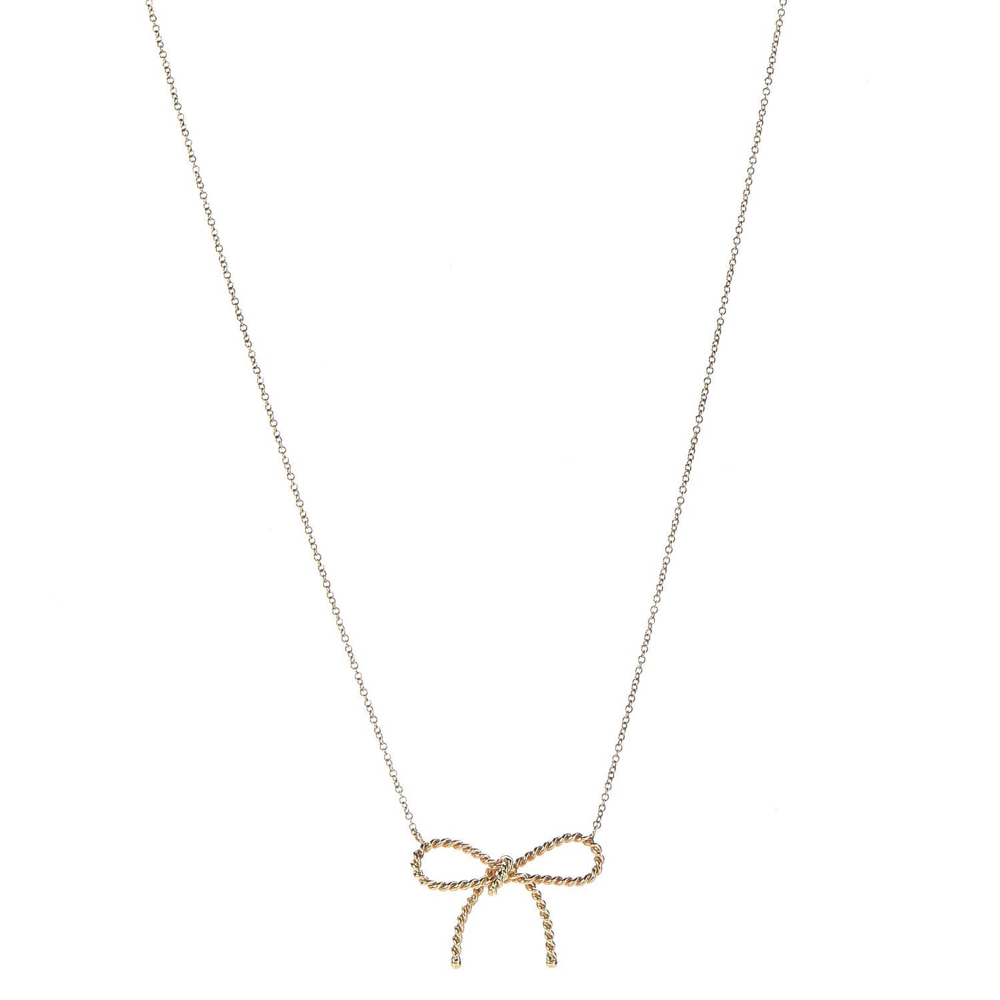 18K Yellow Gold Twist Bow Pendant Necklace