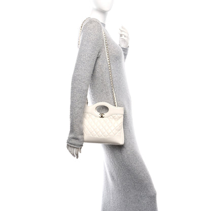 Chanel Shiny Lambskin Quilted Mini 31 Shopping Bag White 2 of 10