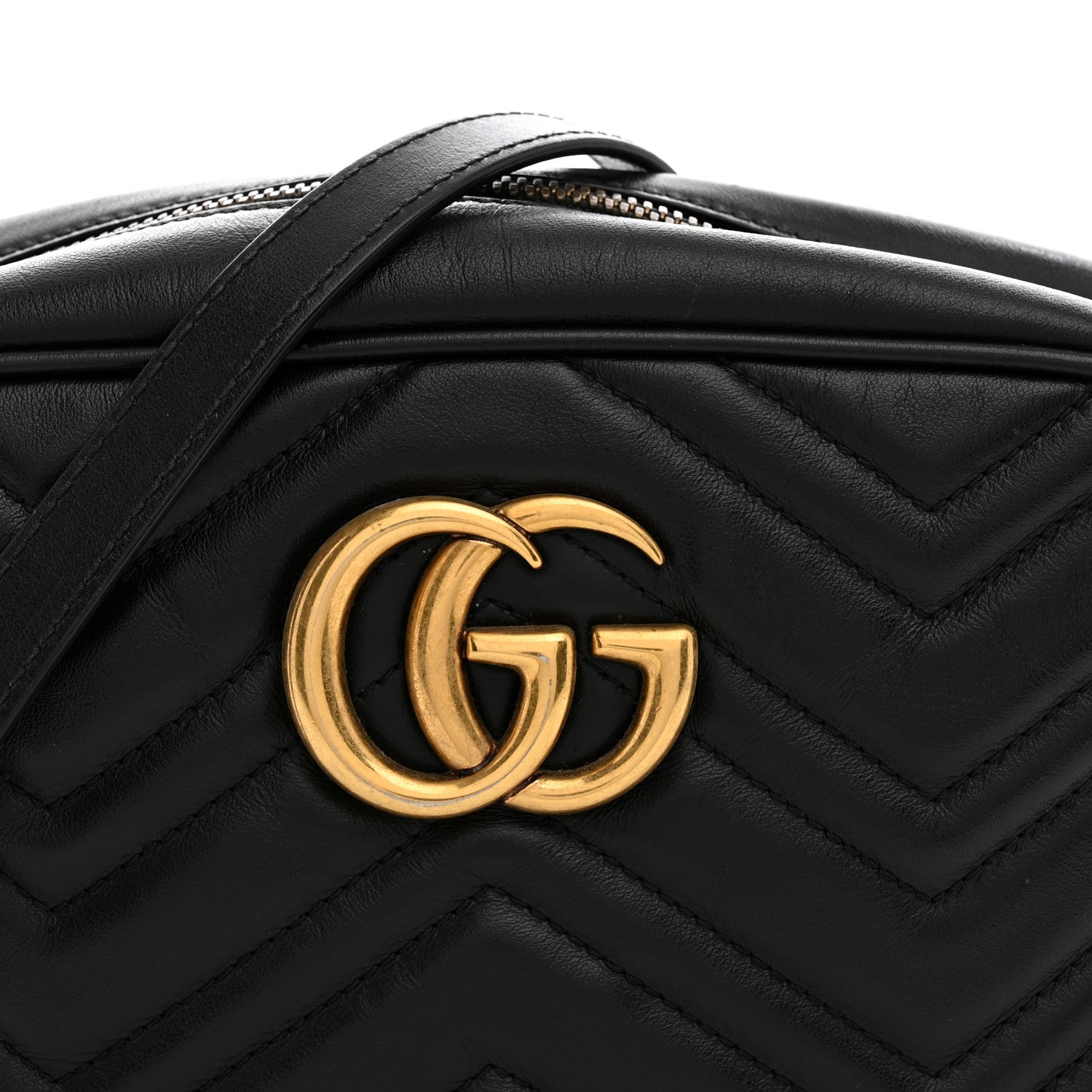 Gucci Calfskin Matelasse Small GG Marmont Chain Shoulder Bag Black 8 of 14