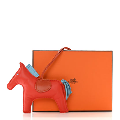 Hermes Milo Lambskin Grigri Rodeo Horse Bag Charm GM Capucine Celeste Cornaline 9 of 9