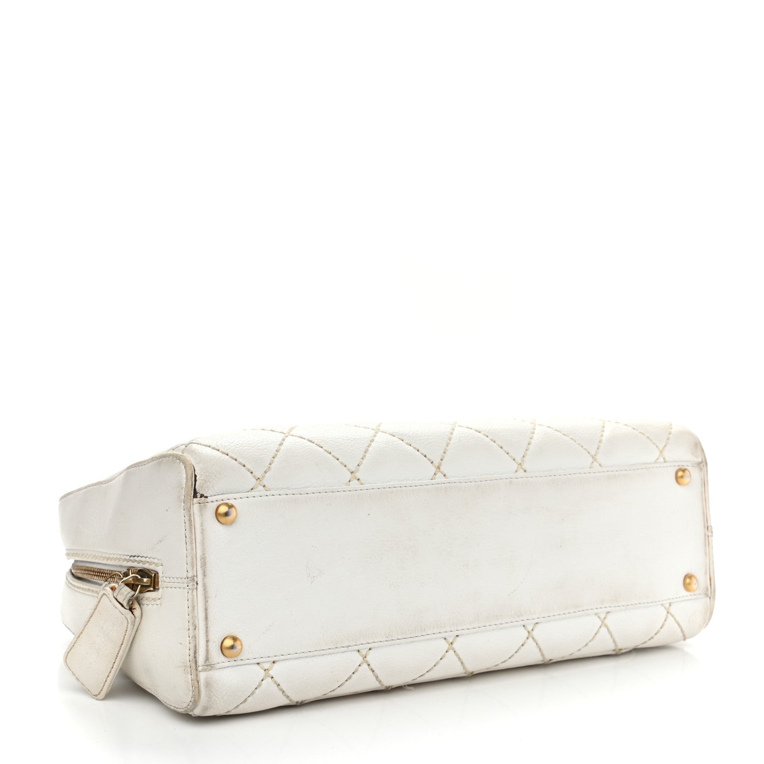 Chanel Calfskin Wild Stitch Top Handle Bag White 4 of 27