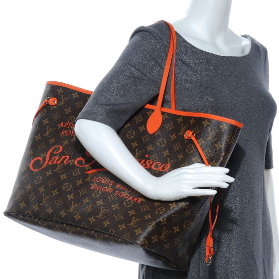 Monogram Articles de Voyage Ikat San Francisco LV Cup Neverfull GM Orange