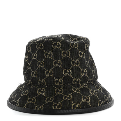 Gucci Jacquard Denim GG Monogram Oscar Bucket Hat M Black Ivory 6 of 9