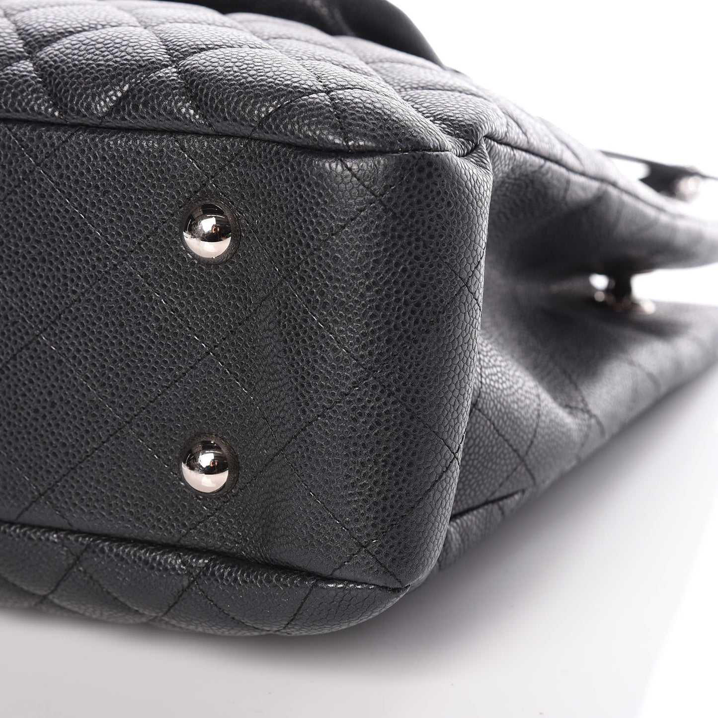 Caviar Quilted Flap Tote Dark Grey