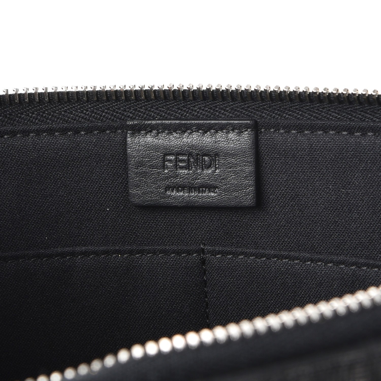 Fendi Vitello Elite Mink Fur Studded Karlito Zip Around Pouch Black 6 of 7