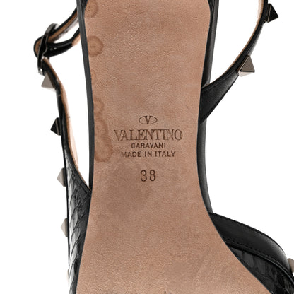 Valentino Garavani Snakeskin Rockstud Half D'Orsay Slingback 50mm Pumps 38 Black 7 of 14