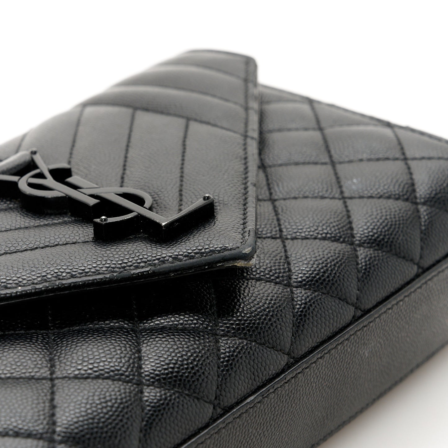 Grain De Poudre Textured Mixed Matelasse Triquilt Small Monogram Monochrome Satchel Black