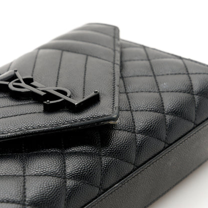 Saint Laurent Grain De Poudre Textured Mixed Matelasse Triquilt Small Monogram Monochrome Satchel Black 14 of 14