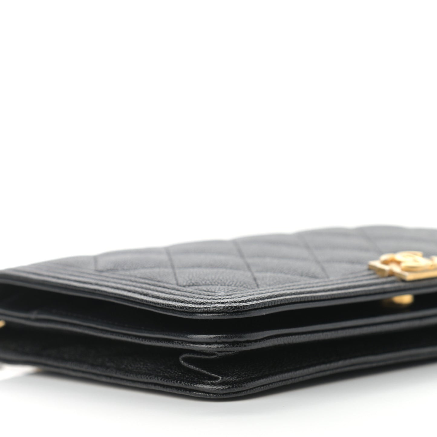 Caviar Quilted Boy Wallet On Chain WOC Black