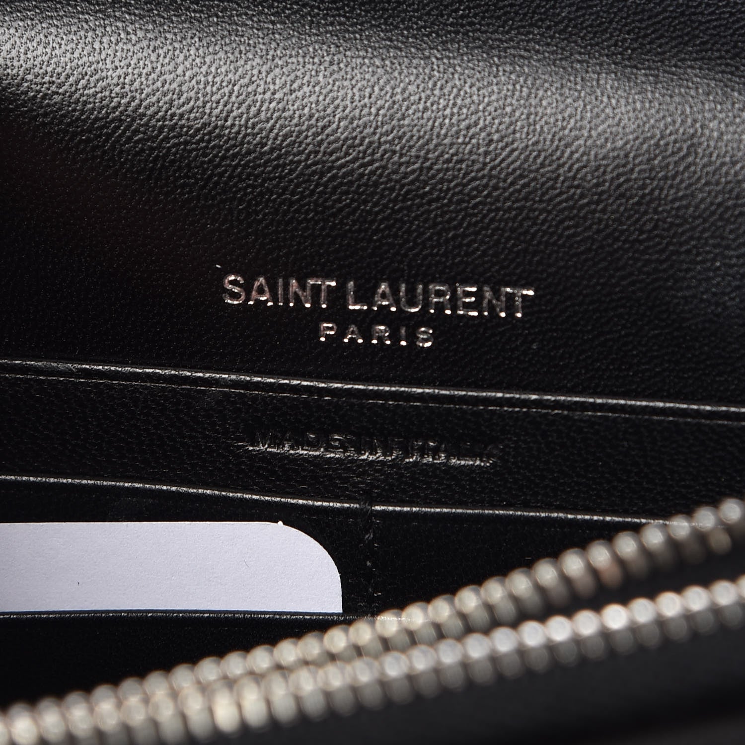 Saint Laurent Suede Crocodile Embossed Monogram Tassel Chain Wallet Black Silver 6 of 8