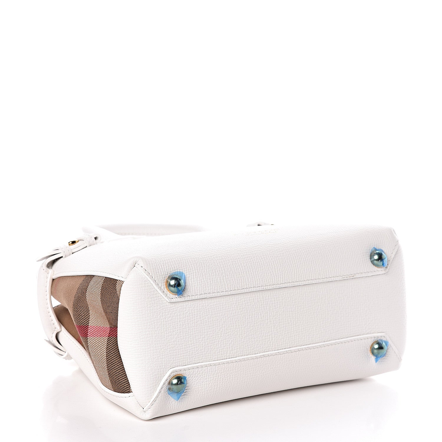 Burberry Grainy Calfskin House Check Small Banner Tote Chalk White 4 of 12