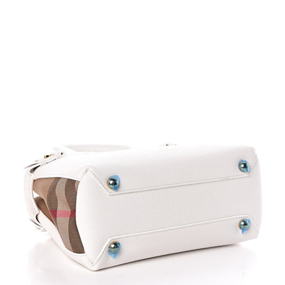 Burberry Grainy Calfskin House Check Small Banner Tote Chalk White 4 of 12
