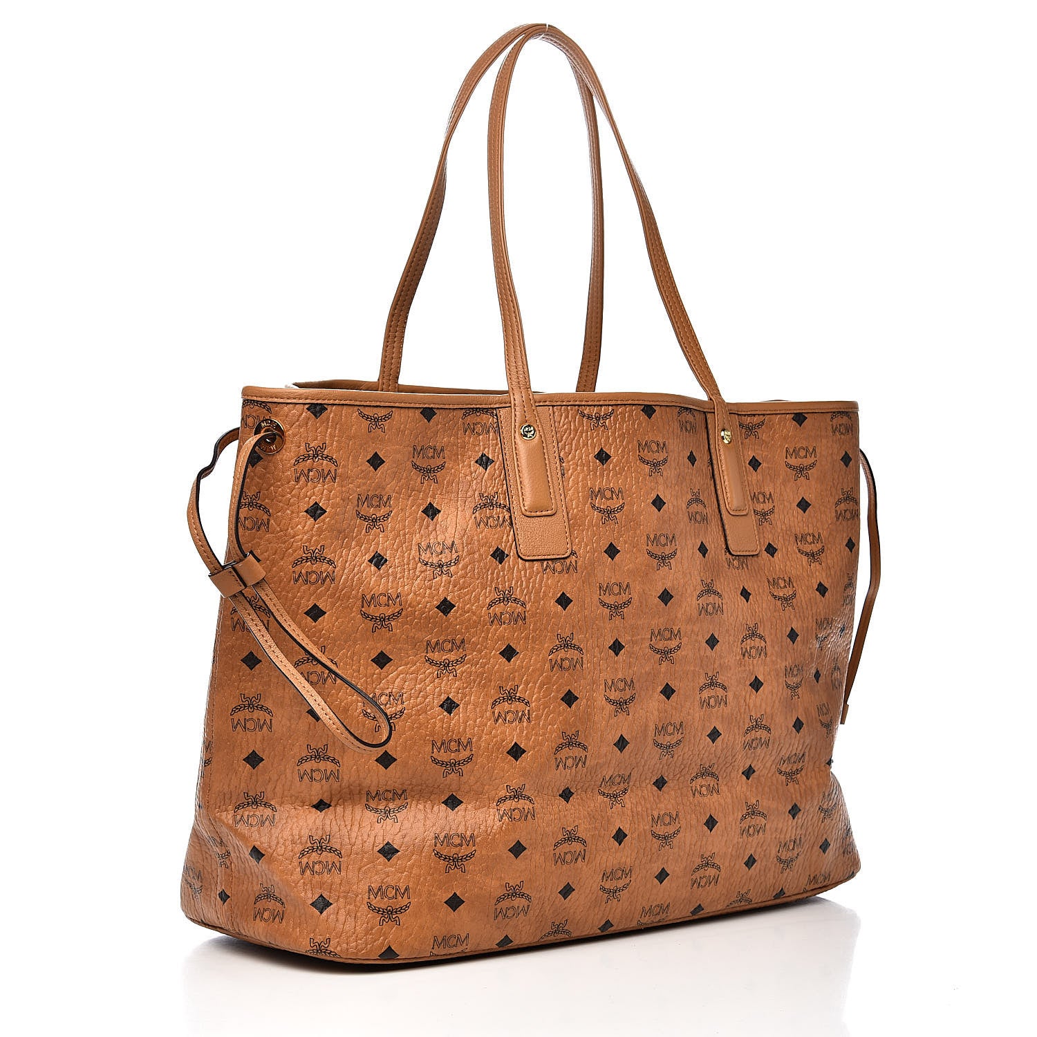 MCM Visetos Large Liz Reversible Shopper Tote Cognac 5 of 15