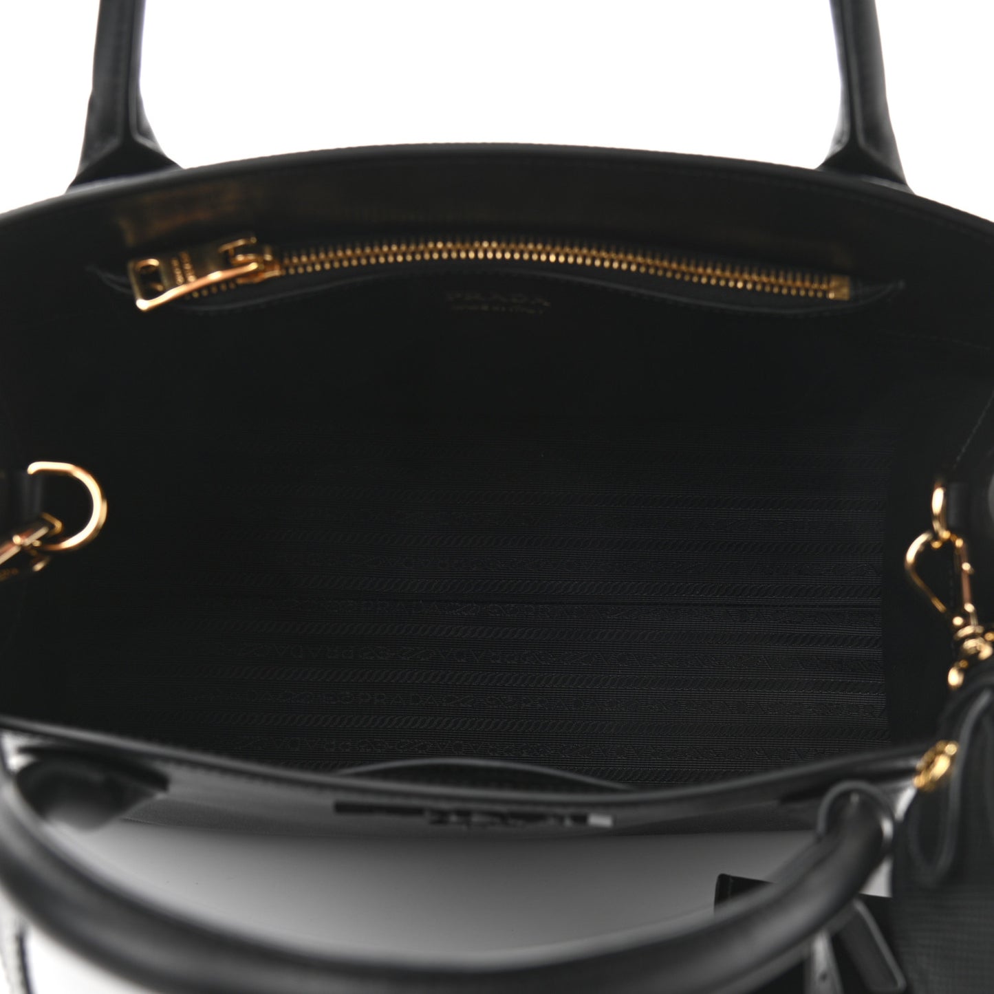 Saffiano Cuir Calfskin Medium Monochrome Top Handle Tote Black