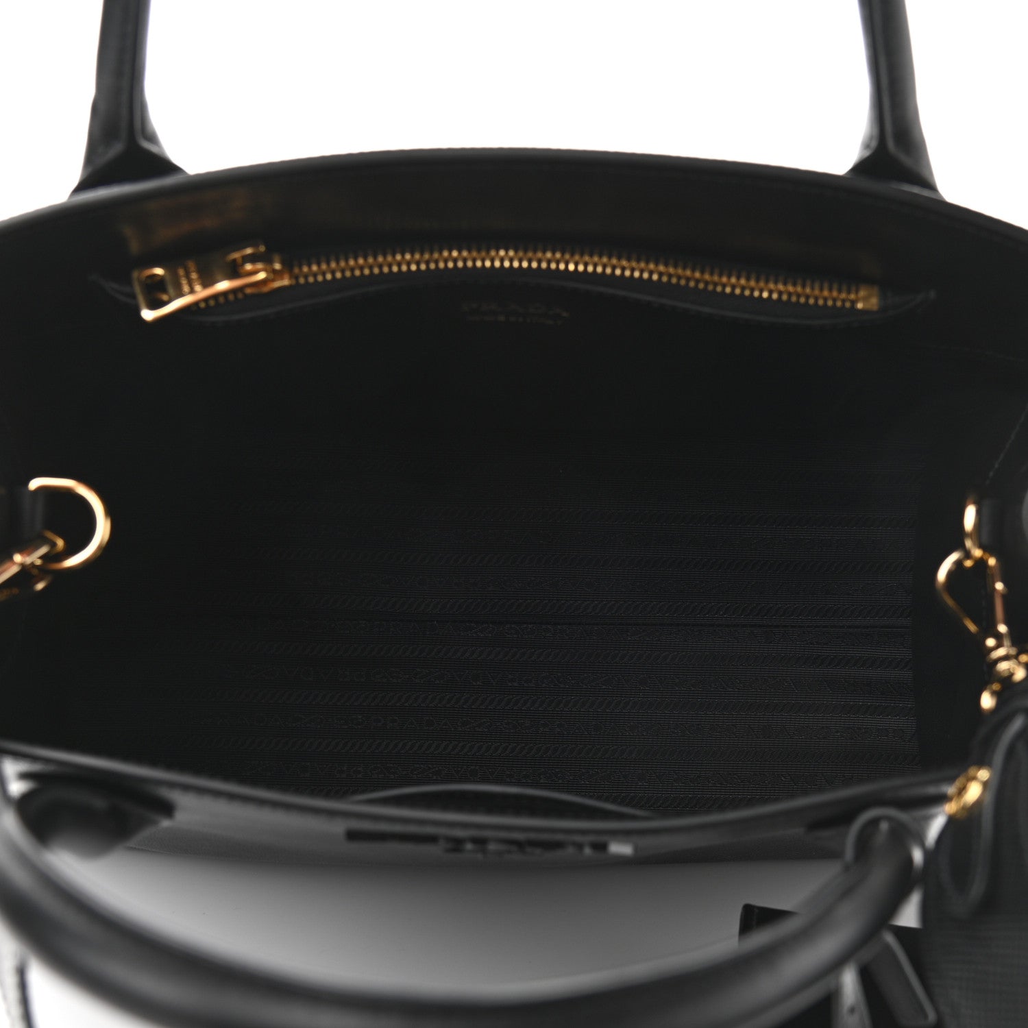 Prada Saffiano Cuir Calfskin Medium Monochrome Top Handle Tote Black 5 of 12