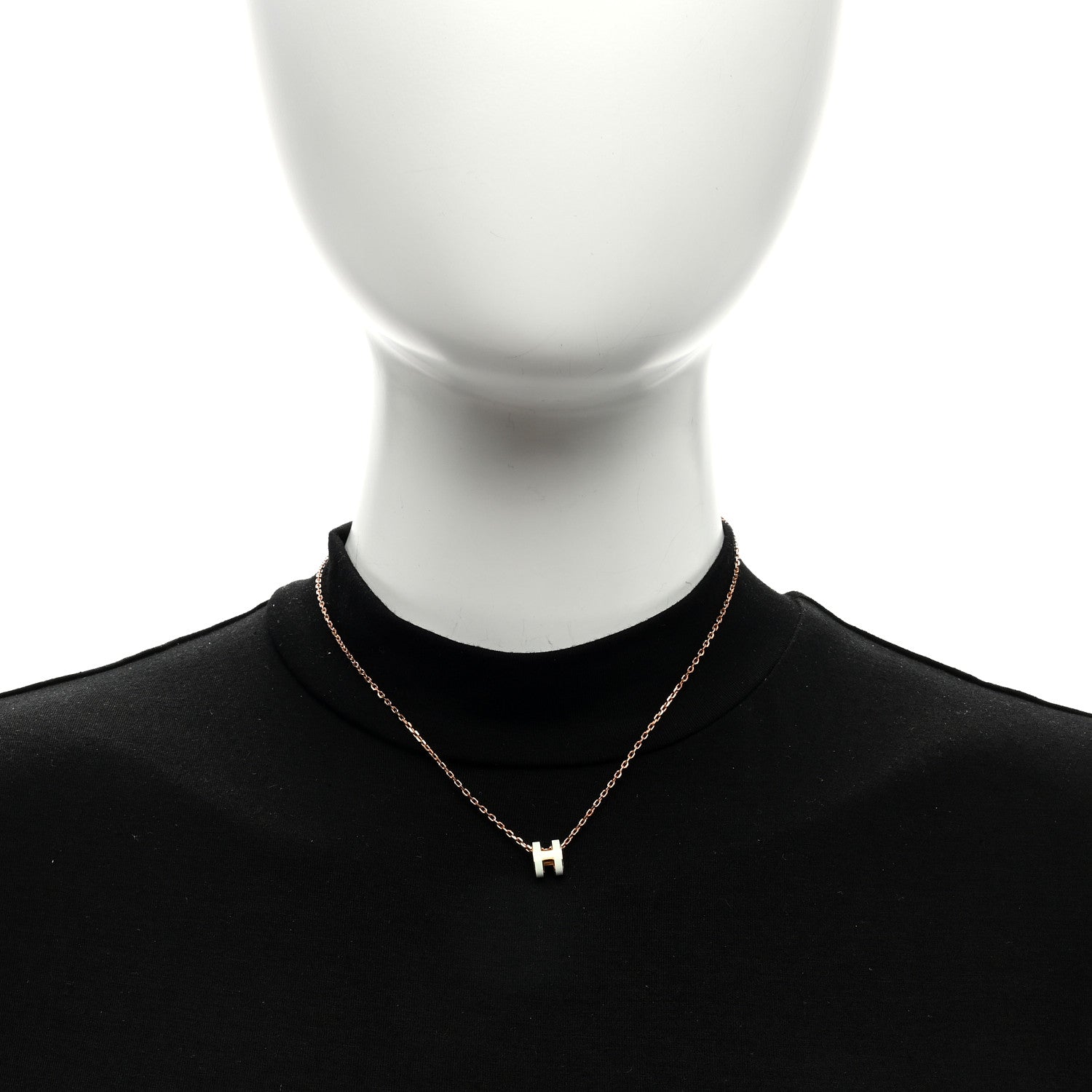 Hermes Lacquered Rose Gold Mini Pop H Pendant Necklace Vert Fizz 3 of 5